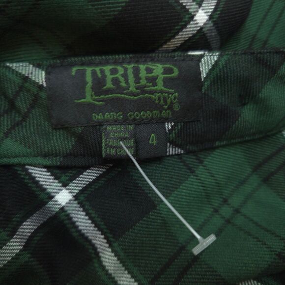 VTG Tripp NYC Womens 4 47x23 Green Plaid Knee Length A-Line Skirt - Picture 5 of 7